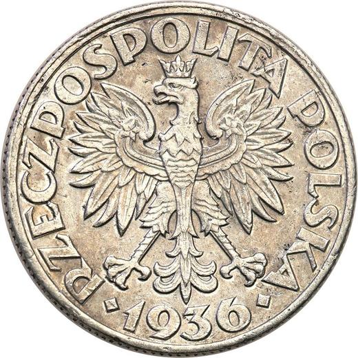 Аверс монеты - Пробные 2 злотых 1936 года "Парусник" Алюминий - цена  монеты - Польша, II Республика