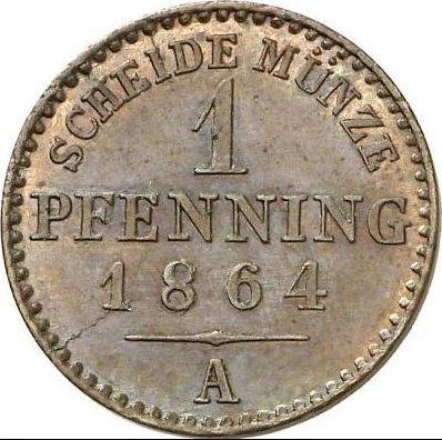 Реверс монеты - 1 пфенниг 1864 года A - цена  монеты - Пруссия, Вильгельм I