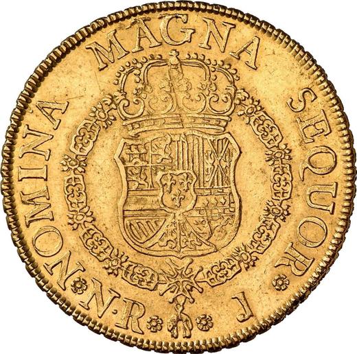 Реверс монеты - 8 эскудо 1757 года NR J - цена золотой монеты - Колумбия, Фердинанд VI