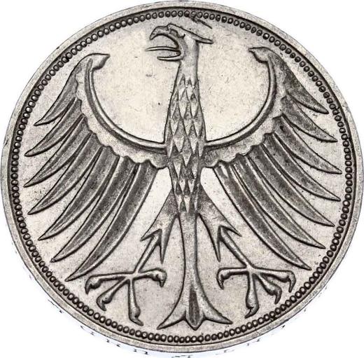 Reverso 5 marcos 1974 F - valor de la moneda de plata - Alemania, RFA