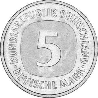 Anverso 5 marcos 1979 G - valor de la moneda  - Alemania, RFA
