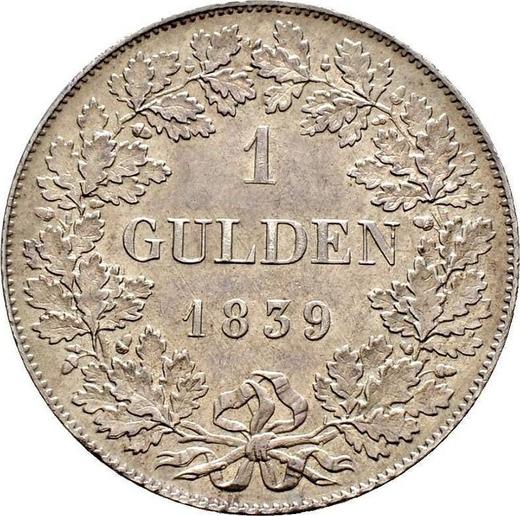 Реверс монеты - 1 гульден 1839 года - цена серебряной монеты - Вюртемберг, Вильгельм I