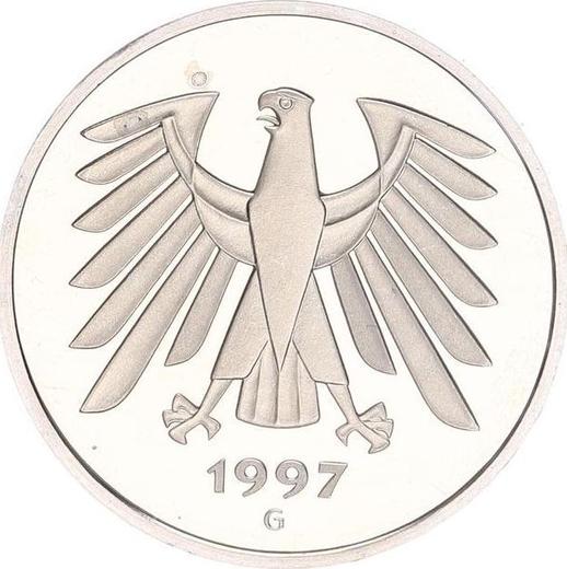 Реверс монеты - 5 марок 1997 года G - цена  монеты - Германия, ФРГ