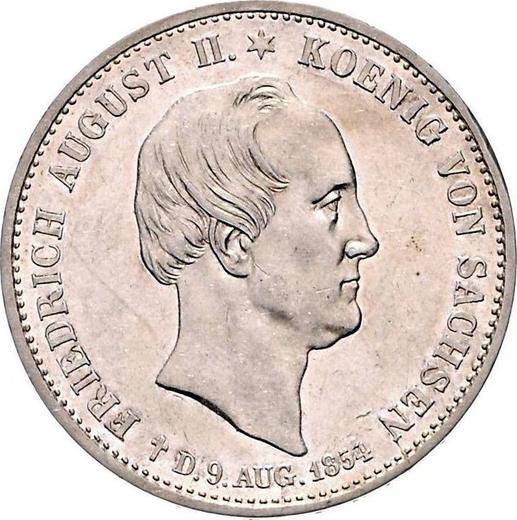 Аверс монеты - Талер 1854 года F "Смерть короля" - цена серебряной монеты - Саксония-Альбертина, Фридрих Август II