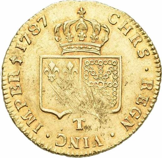 Реверс монеты - Двойной луидор 1787 года T Нант - цена золотой монеты - Франция, Людовик XVI