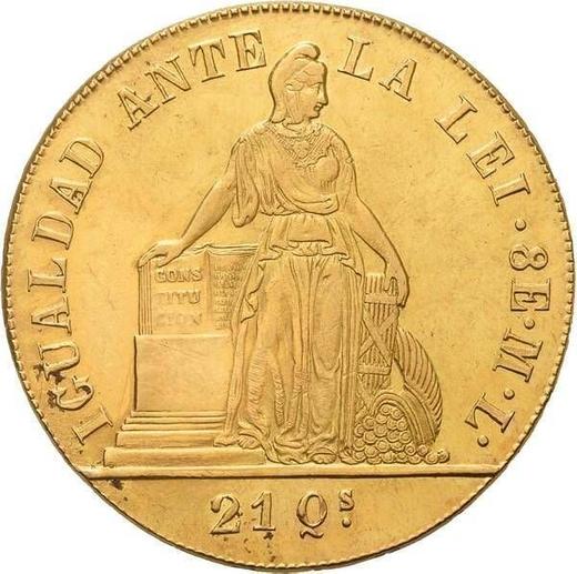 Reverso 8 escudos 1849 So ML - valor de la moneda de oro - Chile, República