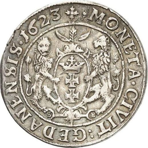 Реверс монеты - Орт (18 грошей) 1623 года SB "Гданьск" - цена серебряной монеты - Польша, Сигизмунд III Ваза
