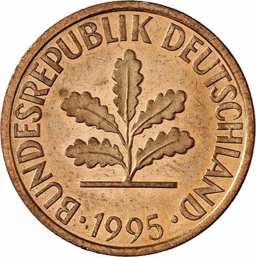 Реверс монеты - 2 пфеннига 1995 года F - цена  монеты - Германия, ФРГ