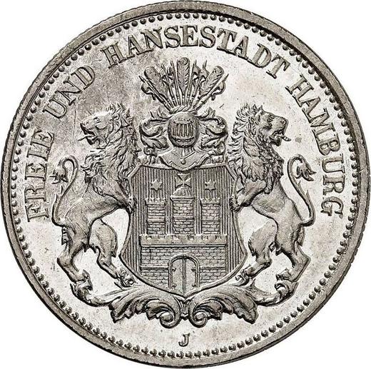 Anverso 2 marcos 1907 J "Hamburg" - valor de la moneda de plata - Alemania, Imperio alemán