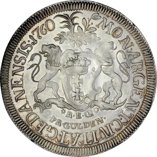 Reverso Prueba Dwuzłotówka (8 groszy) 1760 REOE "de Gdansk" Escudo de armas corvado - valor de la moneda de plata - Polonia, Augusto III