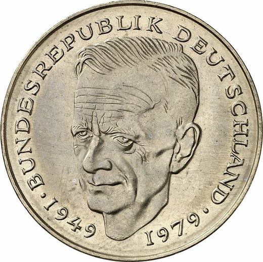 Аверс монеты - 2 марки 1988 года G "Курт Шумахер" - цена  монеты - Германия, ФРГ
