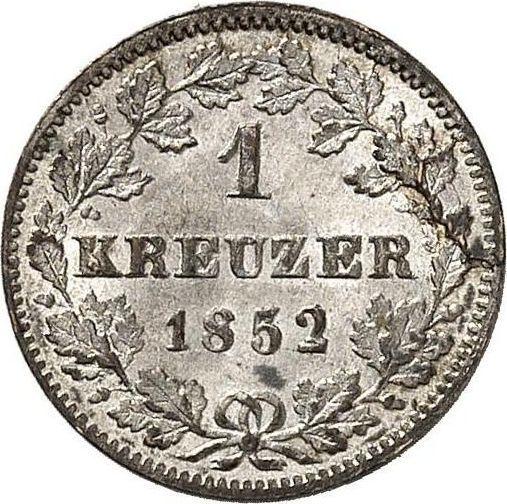 Rewers monety - 1 krajcar 1852 - cena srebrnej monety - Wirtembergia, Wilhelm I
