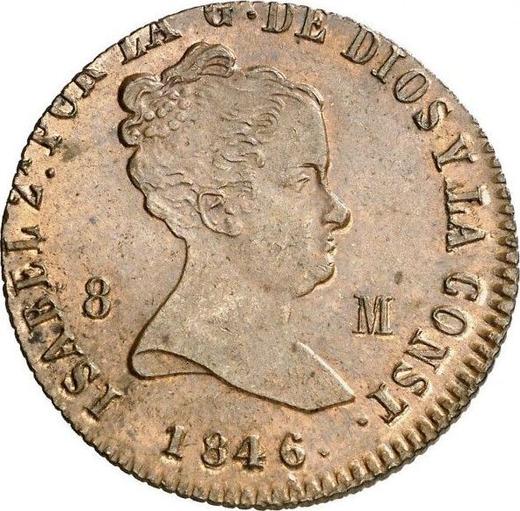 Avers 8 Maravedis 1846 Ja "Wertangabe auf Vorderseite" - Münze Wert - Spanien, Isabella II
