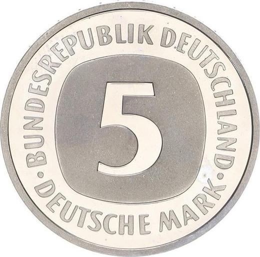 Anverso 5 marcos 1993 A - valor de la moneda  - Alemania, RFA