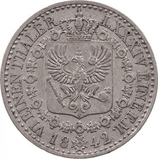Rewers monety - 1/6 talara 1842 D - cena srebrnej monety - Prusy, Fryderyk Wilhelm IV