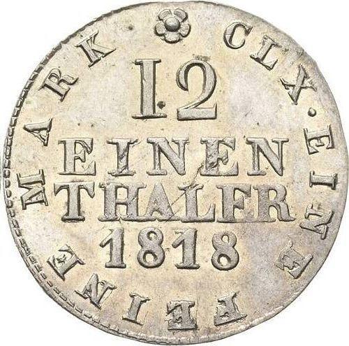 Reverse 1/12 Thaler 1818 I.G.S. - Silver Coin Value - Saxony-Albertine, Frederick Augustus I