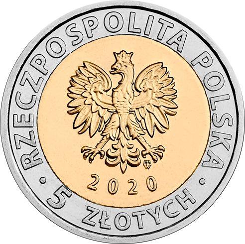 Avers 5 Zlotych 2020 "Marienkirche" - Münze Wert - Polen, III Republik Polen nach Stückelung