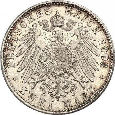 Реверс монеты - 2 марки 1903 года D "Бавария" - цена серебряной монеты - Германия, Германская Империя
