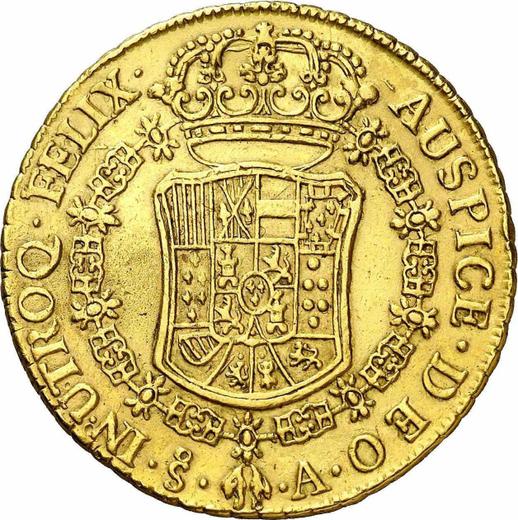 Reverso 8 escudos 1769 So A - valor de la moneda de oro - Chile, Carlos III