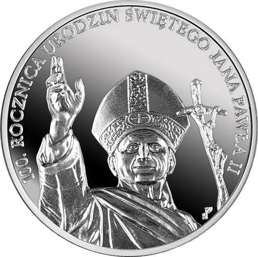 Reverso 10 eslotis 2020 "Centenario del nacimiento de San Juan Pablo II" - valor de la moneda de plata - Polonia, República moderna
