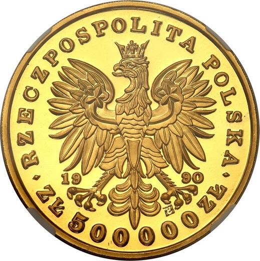 Аверс монеты - 500000 злотых 1990 года "200 лет со дня смерти Тадеуша Костюшко" - цена золотой монеты - Польша, III Республика до деноминации