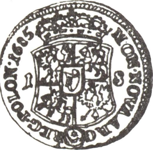 Reverso Ort (18 groszy) 1685 TLB "Escudo cóncavo" Falsificación anticuaria - valor de la moneda de plata - Polonia, Juan III Sobieski