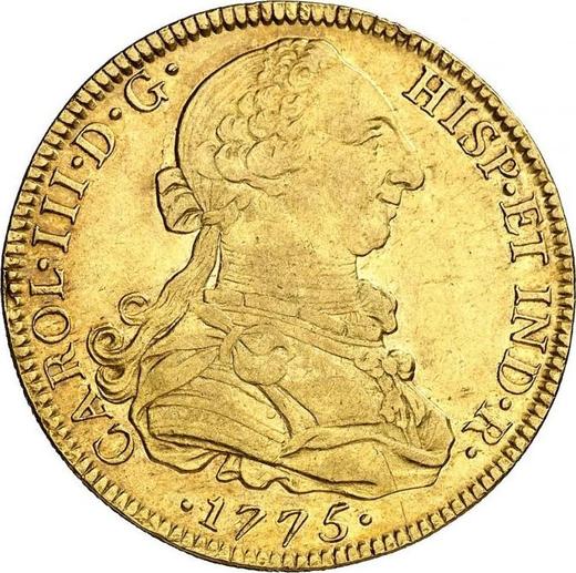 Аверс монеты - 8 эскудо 1775 года Mo FM - цена золотой монеты - Мексика, Карл III