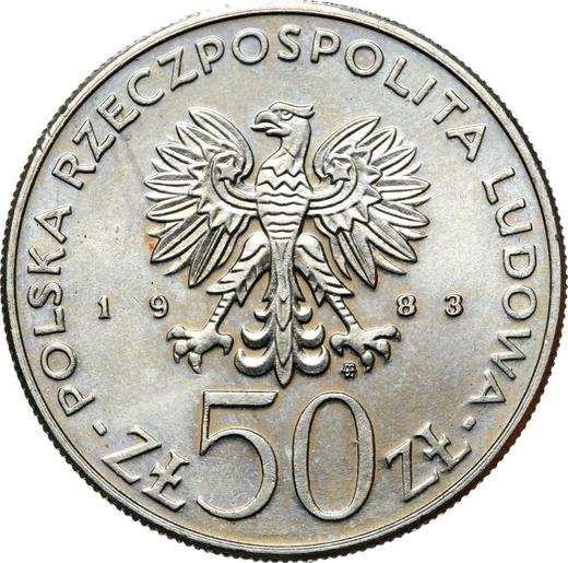 Аверс монеты - 50 злотых 1983 года MW EO "150 лет Большому театру" Медно-никель - цена  монеты - Польша, Народная Республика