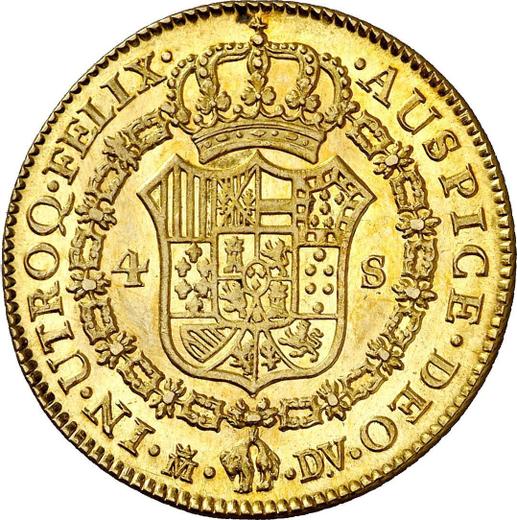 Revers 4 Escudos 1786 M DV - Goldmünze Wert - Spanien, Karl III