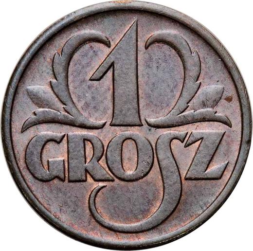 Реверс монеты - 1 грош 1937 года WJ - цена  монеты - Польша, II Республика
