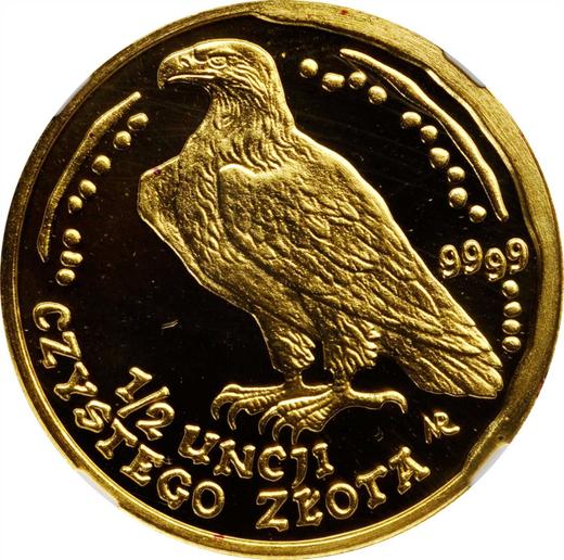 Reverso 200 eslotis 1999 MW NR "Pigargo europeo" - valor de la moneda de oro - Polonia, República moderna