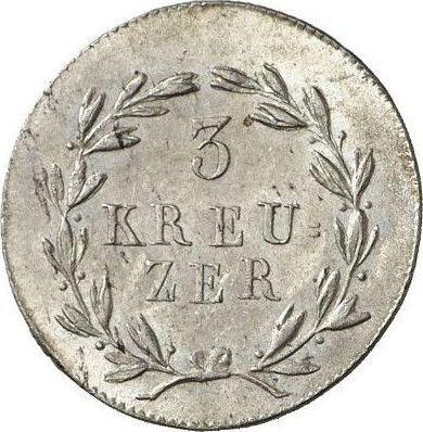 Rewers monety - 3 krajcary 1821 - cena srebrnej monety - Badenia, Ludwik I