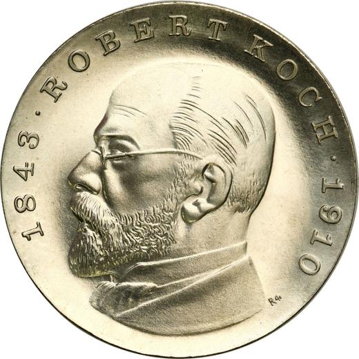 Аверс монеты - 5 марок 1968 года "Роберт Кох" - цена  монеты - Германия, ГДР