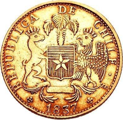 Awers monety - 4 escudo 1837 So IJ - cena złotej monety - Chile, Republika (Po denominacji)