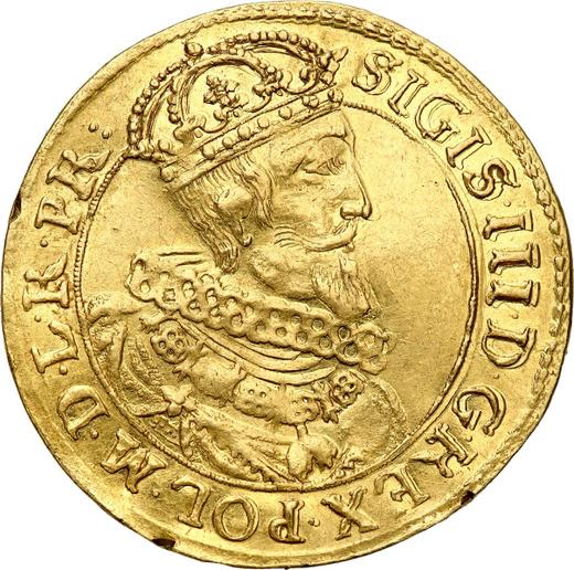 Аверс монеты - Дукат 1632 года SB "Гданьск" - цена золотой монеты - Польша, Сигизмунд III Ваза