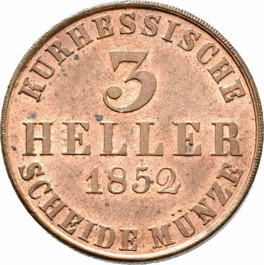 Реверс монеты - 3 геллера 1852 года - цена  монеты - Гессен-Кассель, Фридрих Вильгельм I