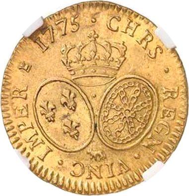 Rewers monety - Louis d'or 1775 Pau Krowa - cena złotej monety - Francja, Ludwik XVI