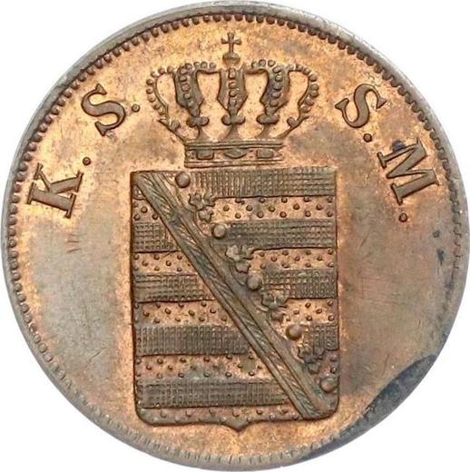 Аверс монеты - 2 пфеннига 1851 года F - цена  монеты - Саксония-Альбертина, Фридрих Август II