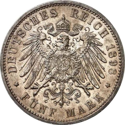 Reverso 5 marcos 1898 F "Würtenberg" - valor de la moneda de plata - Alemania, Imperio alemán