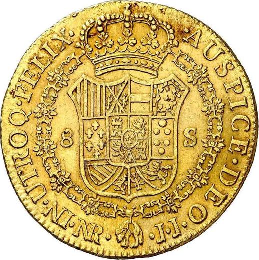 Реверс монеты - 8 эскудо 1800 года NR JJ - цена золотой монеты - Колумбия, Карл IV