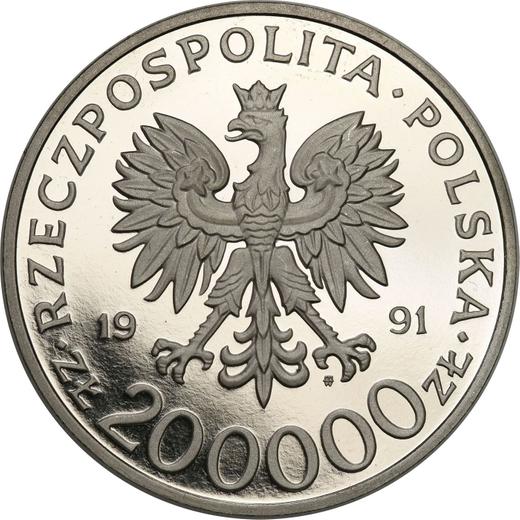 Аверс монеты - Пробные 200000 злотых 1991 года MW ET "70 лет Познанской международной ярмарке" Никель - цена  монеты - Польша, III Республика до деноминации