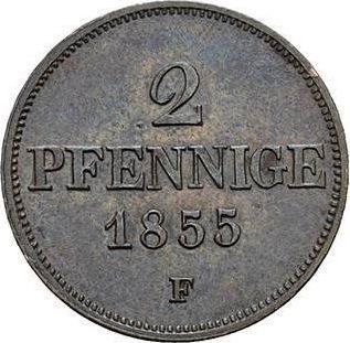 Реверс монеты - 2 пфеннига 1855 года F - цена  монеты - Саксония-Альбертина, Иоганн