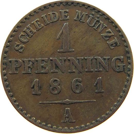 Реверс монеты - 1 пфенниг 1861 года A - цена  монеты - Пруссия, Вильгельм I