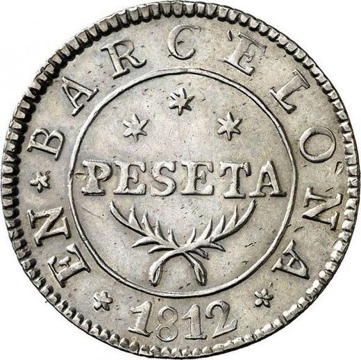 Rewers monety - 1 peseta 1812 - cena srebrnej monety - Hiszpania, Józef Bonaparte