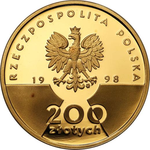 Аверс монеты - 200 злотых 1998 года MW EO "20-летие понтификата Иоанна Павла II" - цена золотой монеты - Польша, III Республика после деноминации