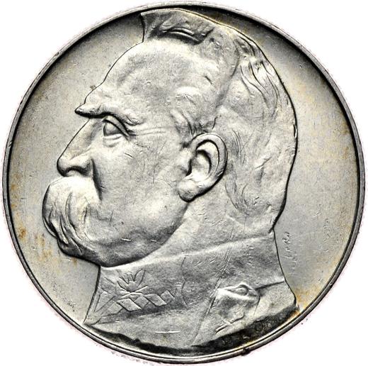 Reverso 10 eslotis 1937 "Józef Piłsudski" - valor de la moneda de plata - Polonia, Segunda República