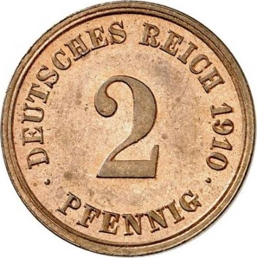 Аверс монеты - 2 пфеннига 1910 года F "Тип 1904-1916" - цена  монеты - Германия, Германская Империя