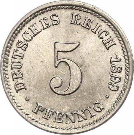 Anverso 5 Pfennige 1899 D "Tipo 1890-1915" - valor de la moneda  - Alemania, Imperio alemán
