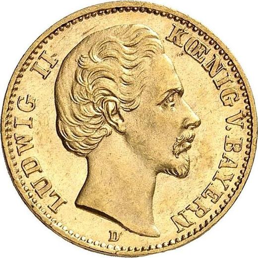 Аверс монеты - 10 марок 1872 года D "Бавария" - цена золотой монеты - Германия, Германская Империя