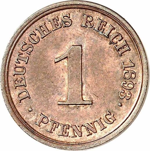 Аверс монеты - 1 пфенниг 1893 года E "Тип 1890-1916" - цена  монеты - Германия, Германская Империя